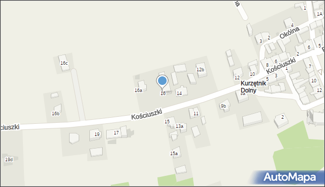 Kurzętnik, Kościuszki Tadeusza, gen., 16, mapa Kurzętnik