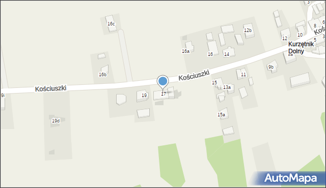 Kurzętnik, Kościuszki Tadeusza, gen., 17, mapa Kurzętnik