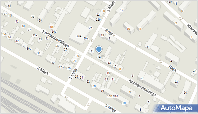 Kutno, Kochanowskiego Jana, 14, mapa Kutno