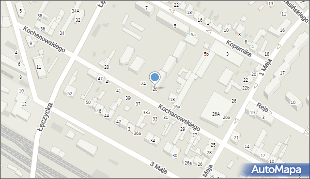 Kutno, Kochanowskiego Jana, 20, mapa Kutno