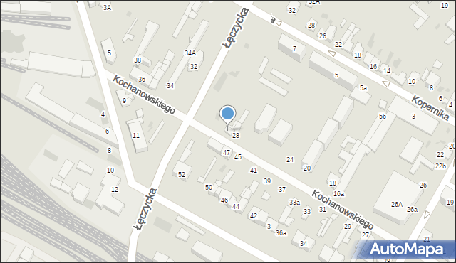 Kutno, Kochanowskiego Jana, 28a, mapa Kutno