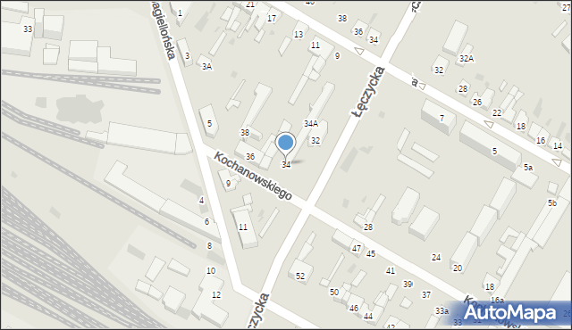 Kutno, Kochanowskiego Jana, 34, mapa Kutno