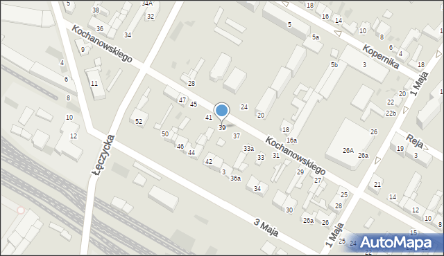 Kutno, Kochanowskiego Jana, 39, mapa Kutno