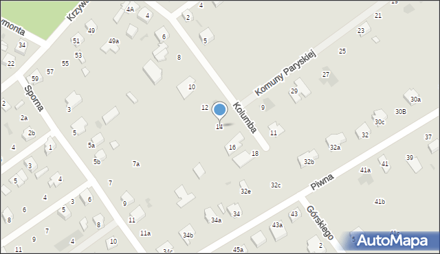 Kutno, Kolumba Krzysztofa, 14, mapa Kutno