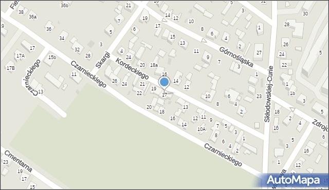 Kutno, Kordeckiego Augustyna, ks., 17, mapa Kutno