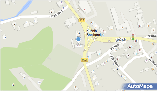 Kuźnia Raciborska, Kościelna, 14a, mapa Kuźnia Raciborska