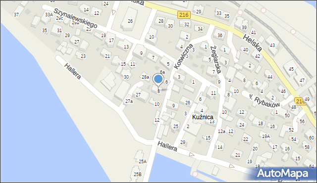 Kuźnica, Kotwiczna, 8, mapa Kuźnica