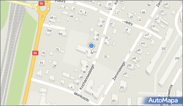 Kwidzyn, Kochanowskiego Jana, 34, mapa Kwidzyn