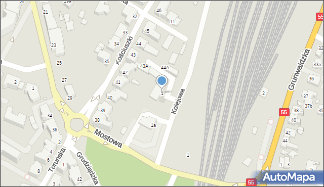 Kwidzyn, Kolejowa, 1, mapa Kwidzyn