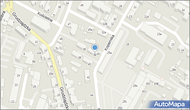 Kwidzyn, Kopernika Mikołaja, 34, mapa Kwidzyn