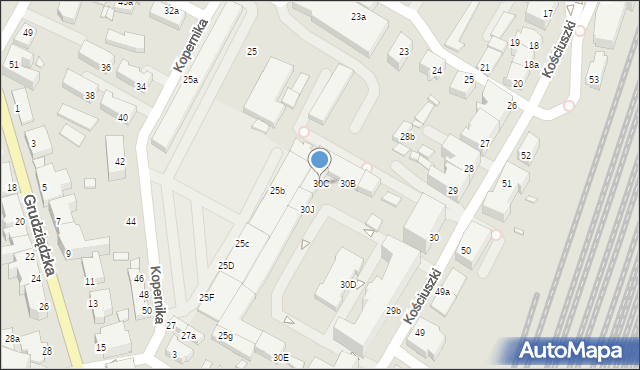 Kwidzyn, Kościuszki Tadeusza, gen., 30C, mapa Kwidzyn