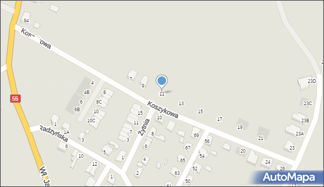 Kwidzyn, Koszykowa, 11, mapa Kwidzyn