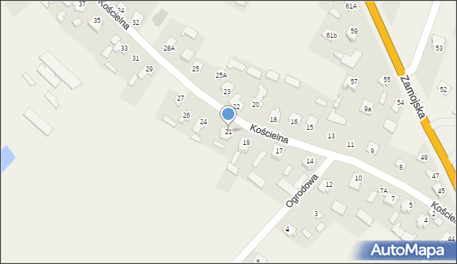 Łabunie, Kościelna, 21, mapa Łabunie