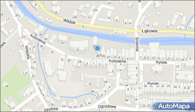 Lądek-Zdrój, Kościelna, 18, mapa Lądek-Zdrój