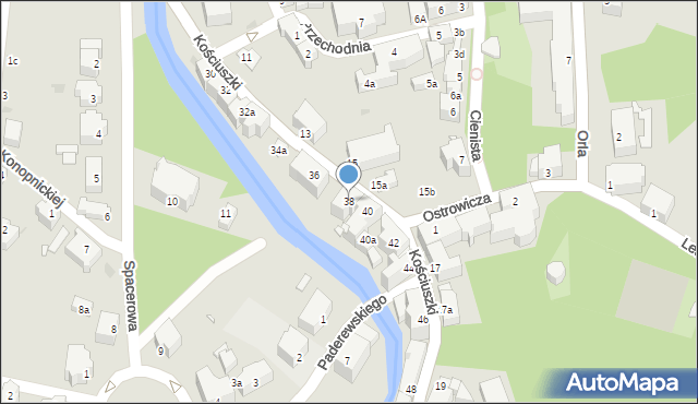 Lądek-Zdrój, Kościuszki Tadeusza, gen., 38, mapa Lądek-Zdrój
