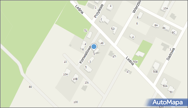 Łajski, Konwaliowa, 1, mapa Łajski