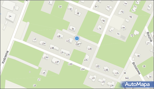 Łajski, Kościelna, 11d, mapa Łajski