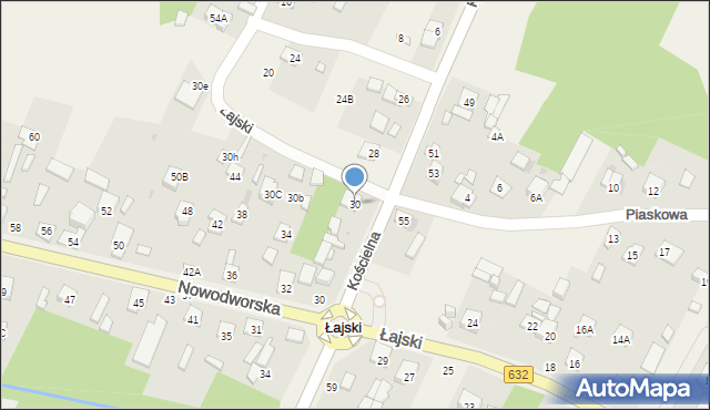 Łajski, Kościelna, 30, mapa Łajski