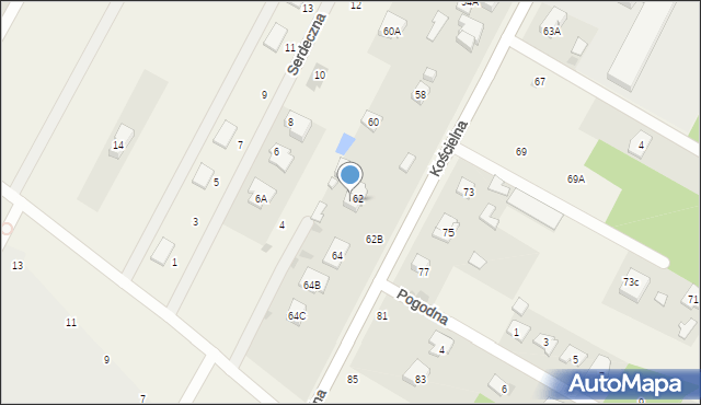 Łajski, Kościelna, 62A, mapa Łajski