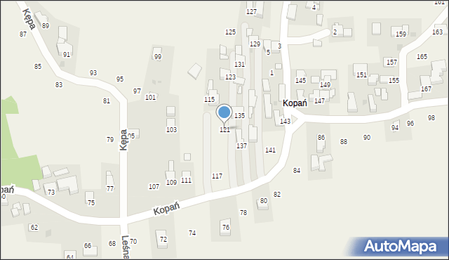 Lanckorona, Kopań, 121, mapa Lanckorona