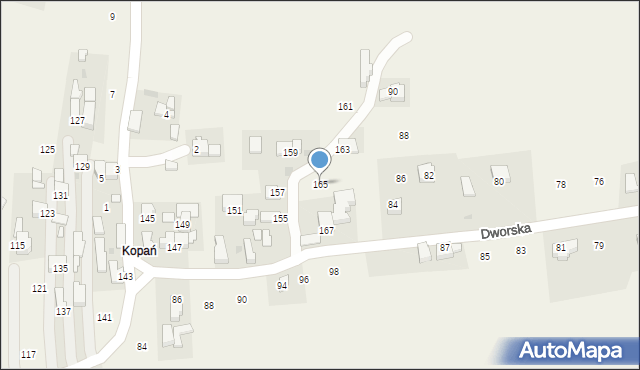 Lanckorona, Kopań, 165, mapa Lanckorona