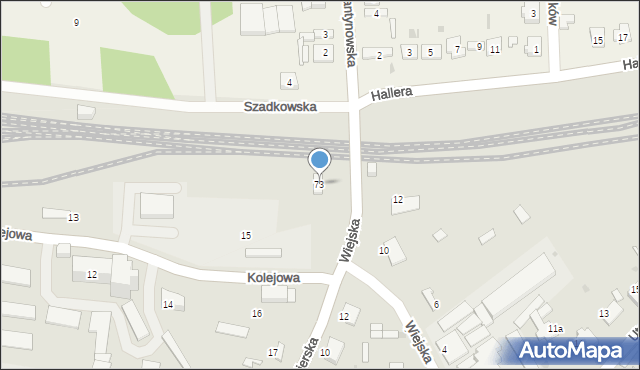Łask, Kolejowa, 73, mapa Łask