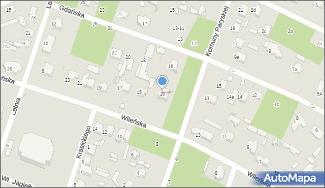 Łask, Komuny Paryskiej, 10, mapa Łask