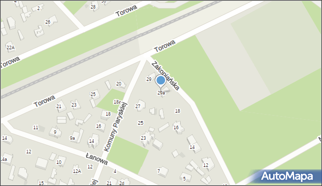 Łask, Komuny Paryskiej, 29a, mapa Łask