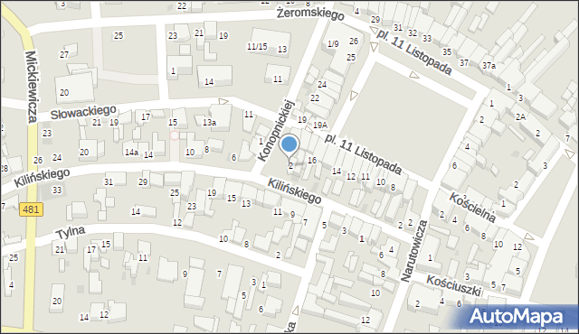 Łask, Konopnickiej Marii, 2, mapa Łask