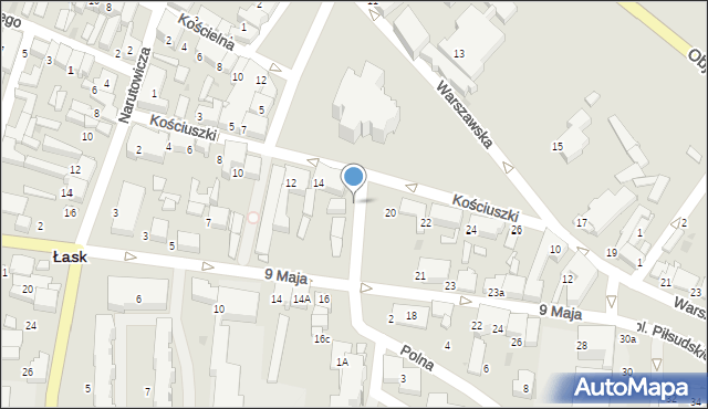 Łask, Kościuszki Tadeusza, gen., 16a, mapa Łask