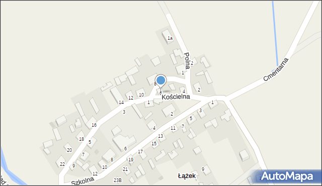 Łążek, Kościelna, 6, mapa Łążek