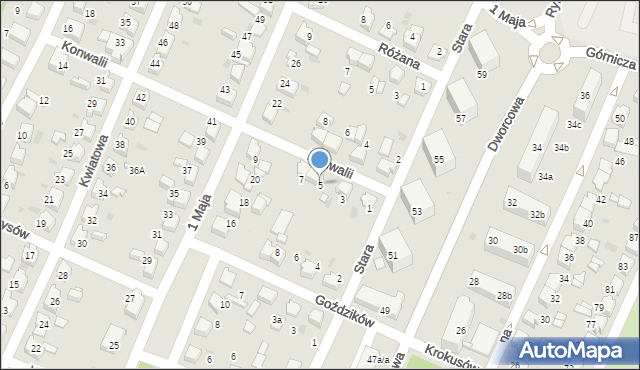 Łaziska Górne, Konwalii, 5, mapa Łaziska Górne