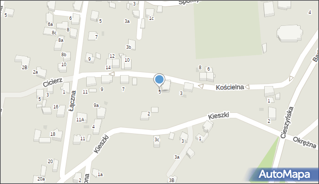 Łaziska Górne, Kościelna, 5, mapa Łaziska Górne