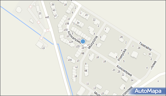 Łazy, Koncertowa, 14, mapa Łazy