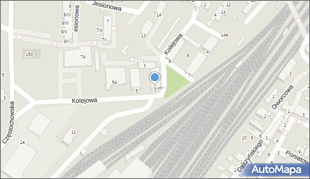 Łazy, Kolejowa, 1, mapa Łazy