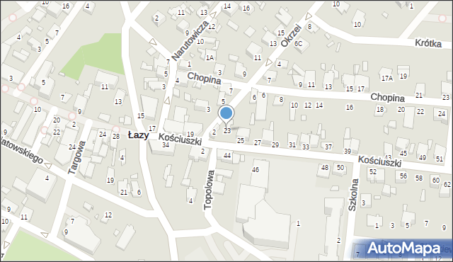 Łazy, Kościuszki Tadeusza, gen., 23, mapa Łazy