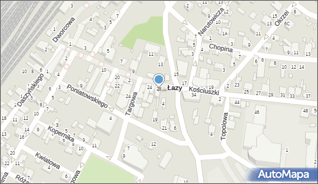 Łazy, Kościuszki Tadeusza, gen., 30, mapa Łazy