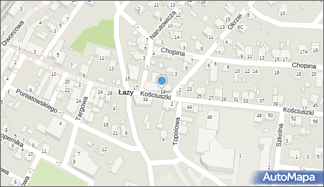 Łazy, Kościuszki Tadeusza, gen., 42, mapa Łazy