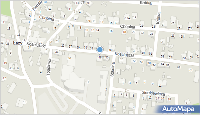 Łazy, Kościuszki Tadeusza, gen., 48, mapa Łazy