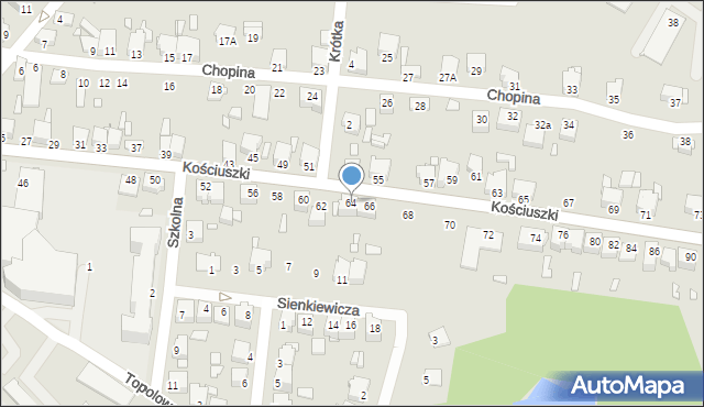 Łazy, Kościuszki Tadeusza, gen., 64, mapa Łazy