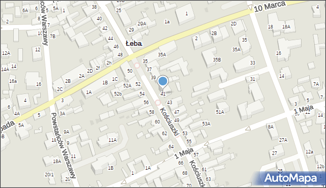 Łeba, Kościuszki Tadeusza, gen., 41, mapa Łeba