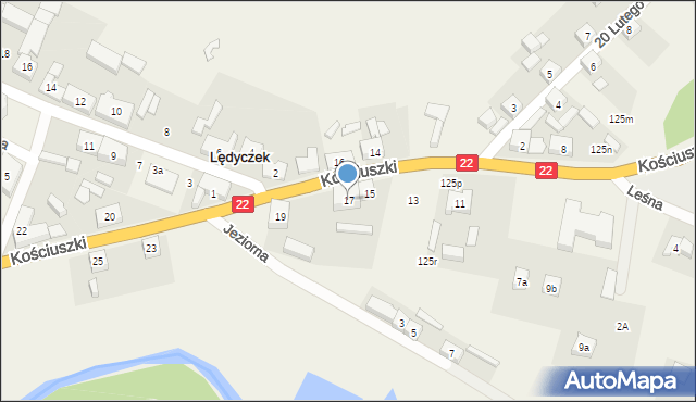 Lędyczek, Kościuszki Tadeusza, gen., 17, mapa Lędyczek