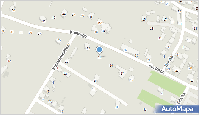 Lędziny, Kontnego Pawła, ks., 21, mapa Lędziny