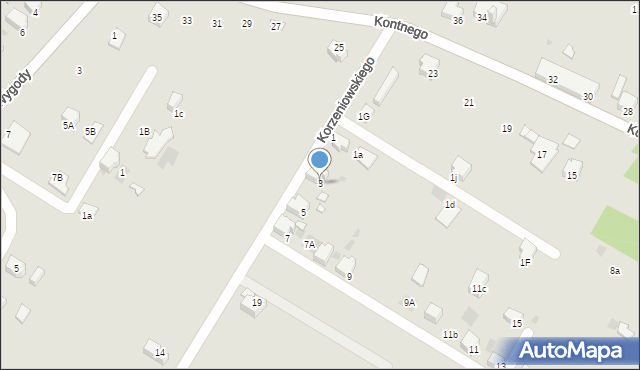 Lędziny, Korzeniowskiego, 3, mapa Lędziny