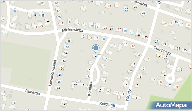 Lędziny, Kordiana, 2, mapa Lędziny