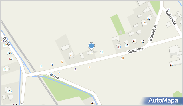 Łęg Tarnowski, Kościelna, 9, mapa Łęg Tarnowski