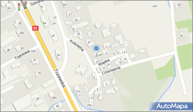 Łęgowo, Kościelna, 1C, mapa Łęgowo