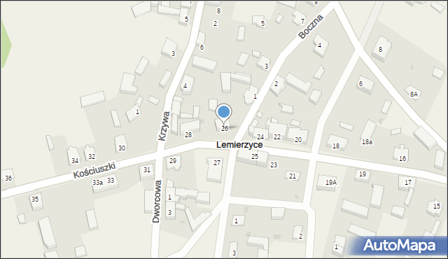 Lemierzyce, Kościuszki Tadeusza, gen., 26, mapa Lemierzyce