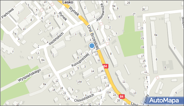 Lesko, Konopnickiej Marii, 1, mapa Lesko
