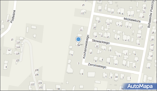 Leszno, Kochanowskiego Jana, 5A, mapa Leszno